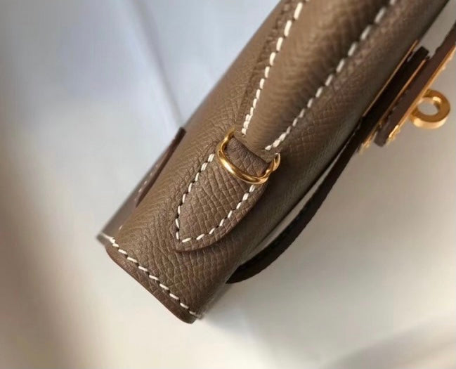 [TOP] H€RMES Kelly Mini II Epsom Leather 19cm - Dark Grey - Hermes