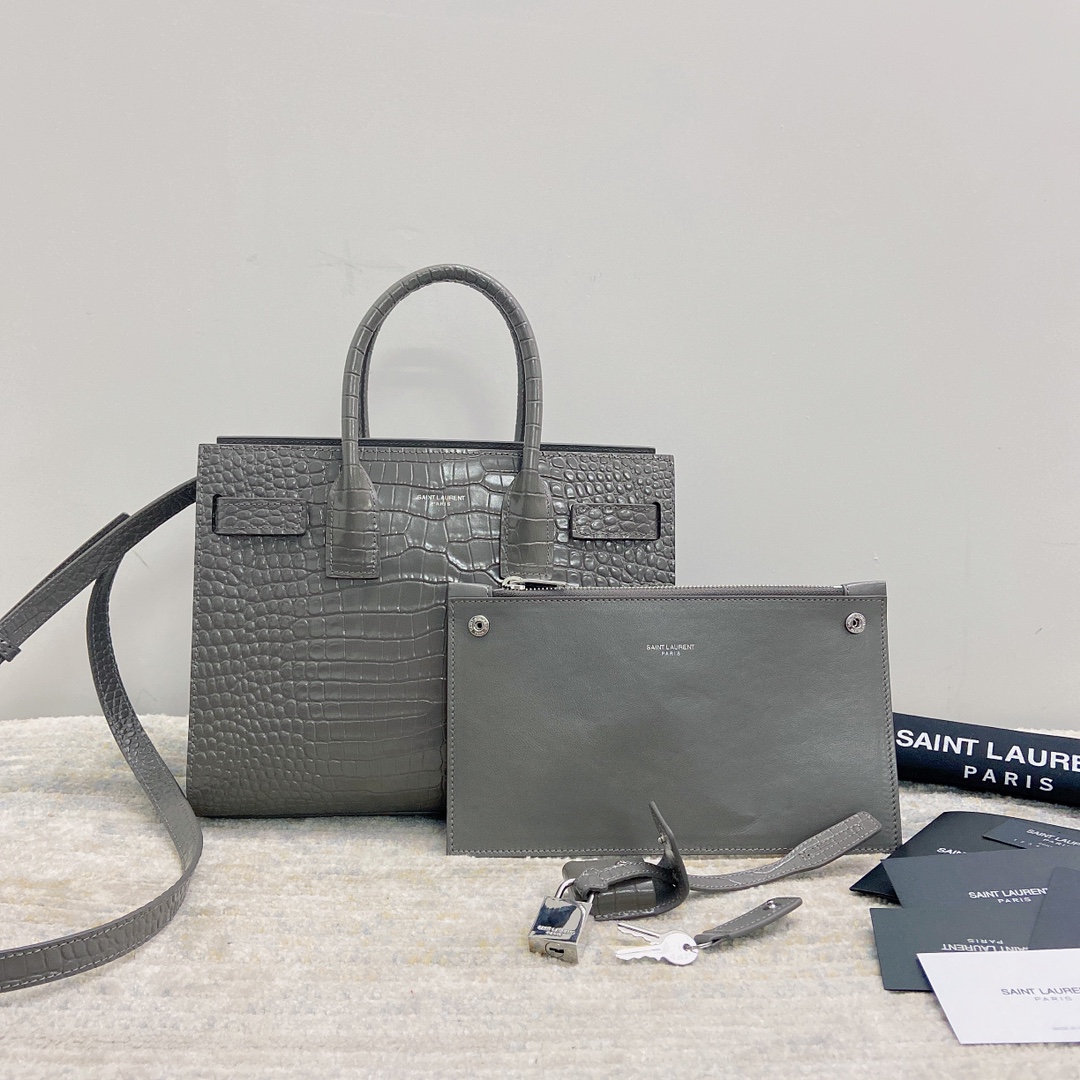 [TOP] Y$L Sac De Jour Crocodile Handbag - Ysl Yves Saint Laurent