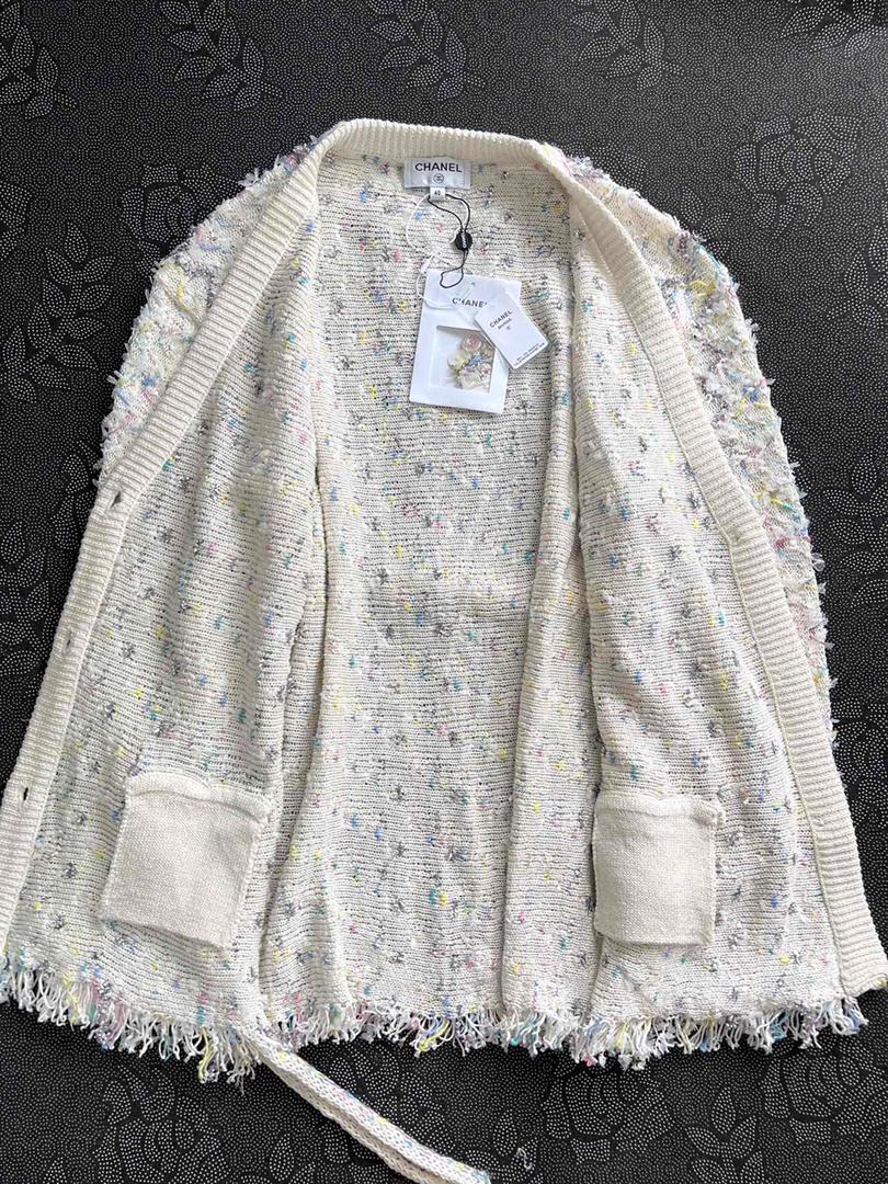 [TOP] CH@NEL Cardigan Metalic Colorful Threads - White - Chanel