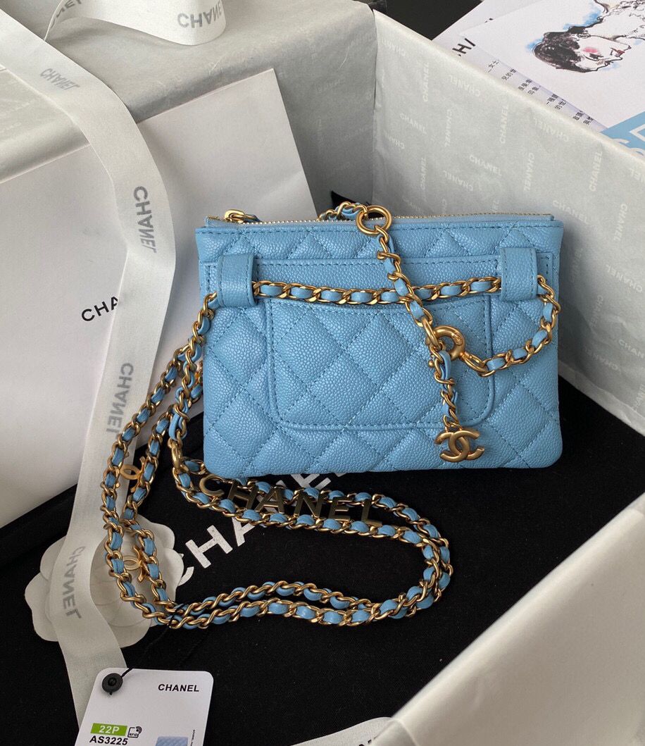 [TOP] CH@NEL Waist Bag  - Blue & GHW - Chanel