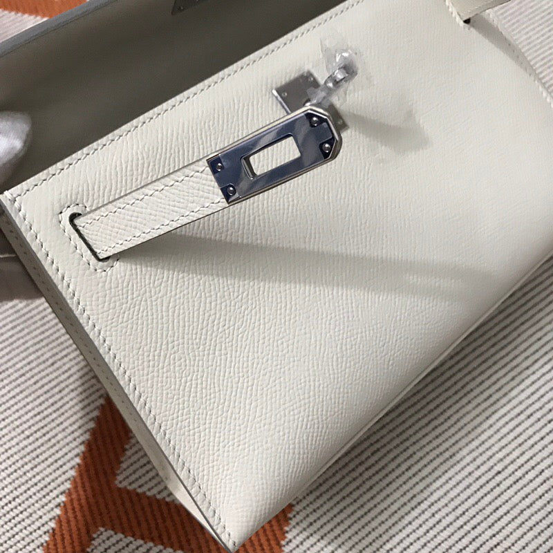 [TOP] H€RMES Mini Kelly Pochette Bag 22cm - White - Hermes