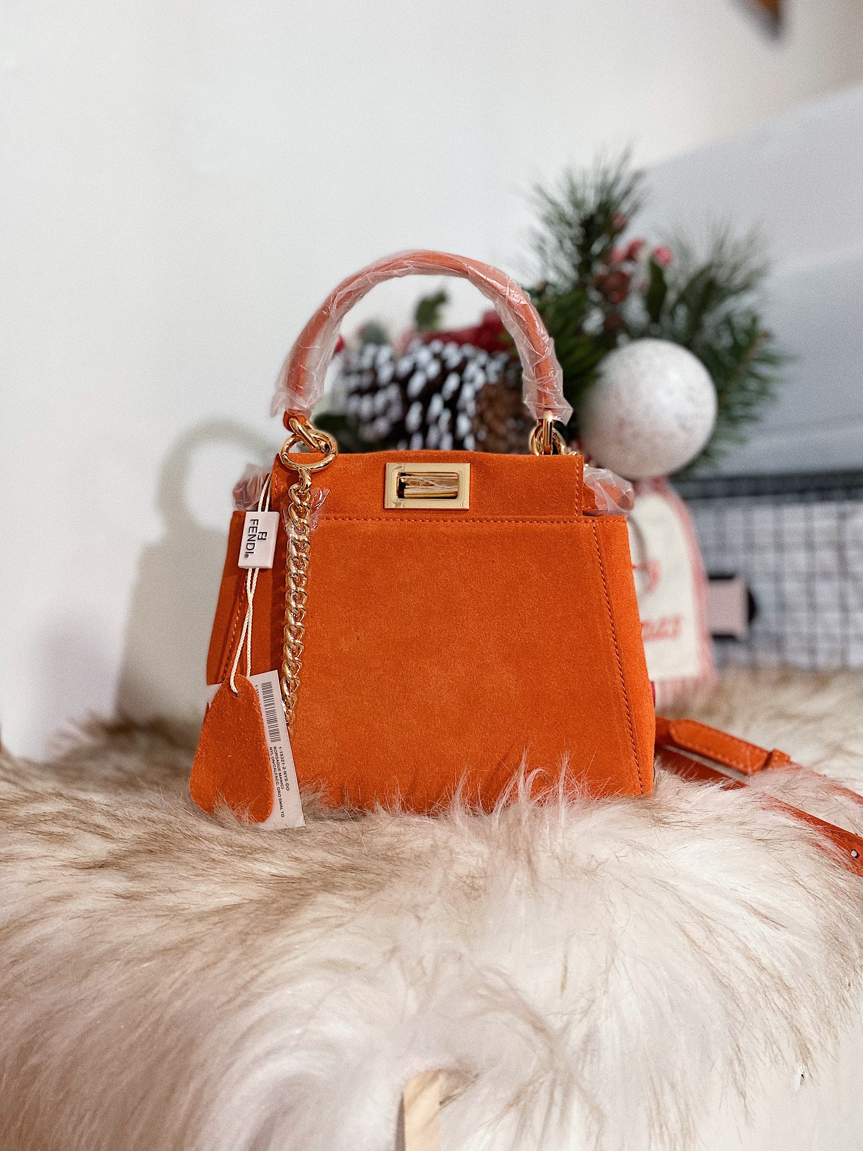 [TOP] F€NDI Peekapoo Suede 3 Way Plain Elegant Style - Fendi