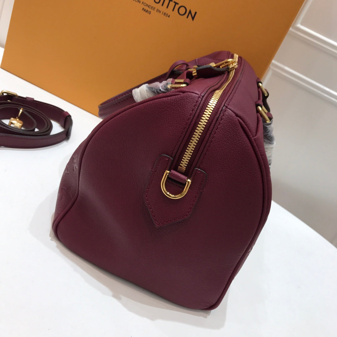 [TOP] L&V L*V Speedy 30 Empreinte Leather - Dark Pink - LV Louis Vuitton