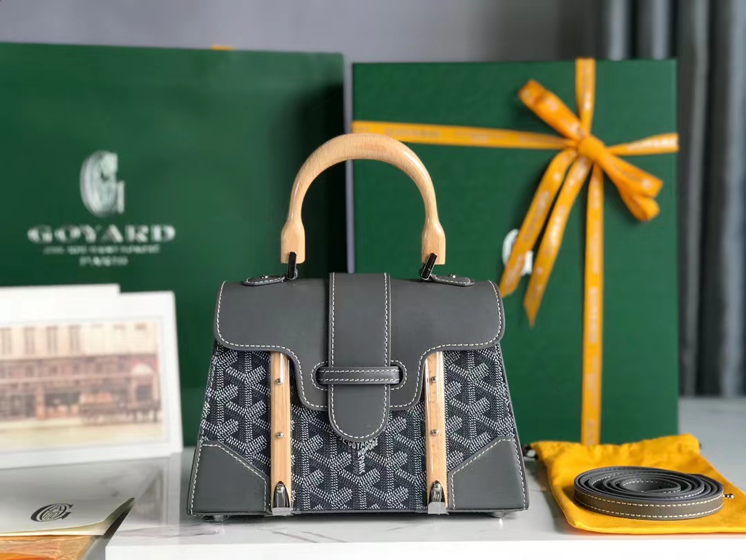 [TOP] Goy@rd Monogram Canvas and Leather Saigon MM Top Handle Bag - 2 Color  - Goyard