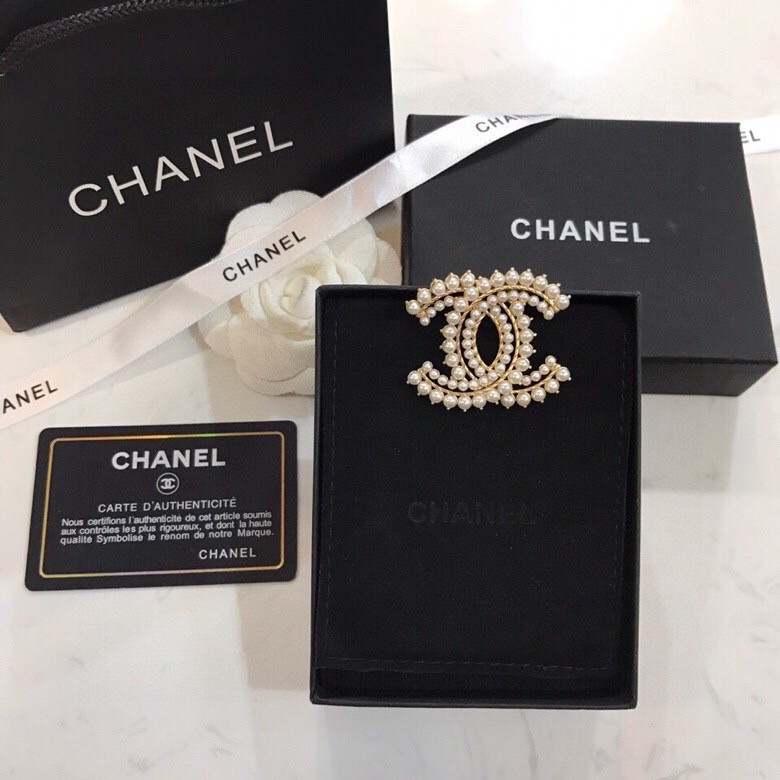 [TOP] CH@NEL Double C Pearl Brooch Chanel