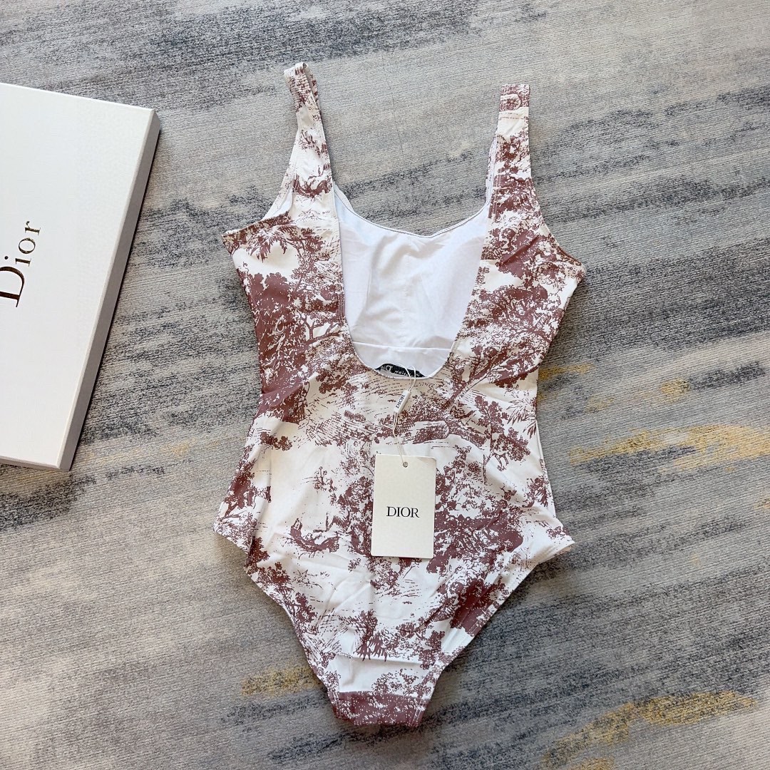 [TOP] D!or Animal Jungle one piece swimsuit - brown - Christian Dior