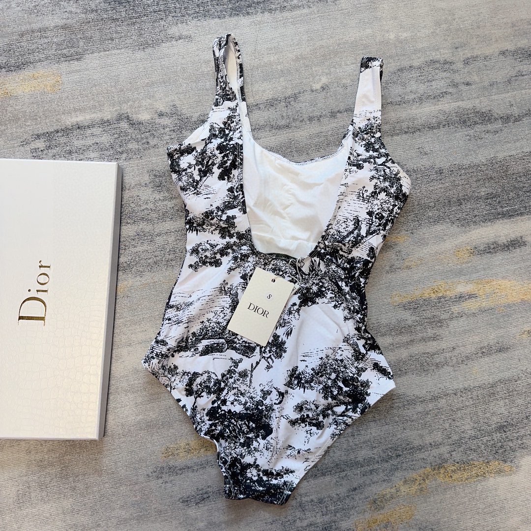 [TOP] D!or Animal Jungle one piece swimsuit - black - Christian Dior