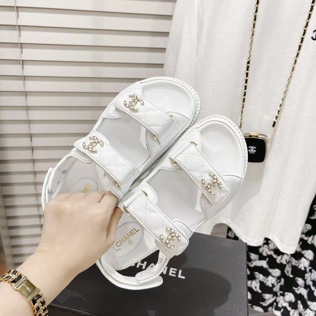 [Top] CH@NEL Leather Sandals - 2 Color - Chanel