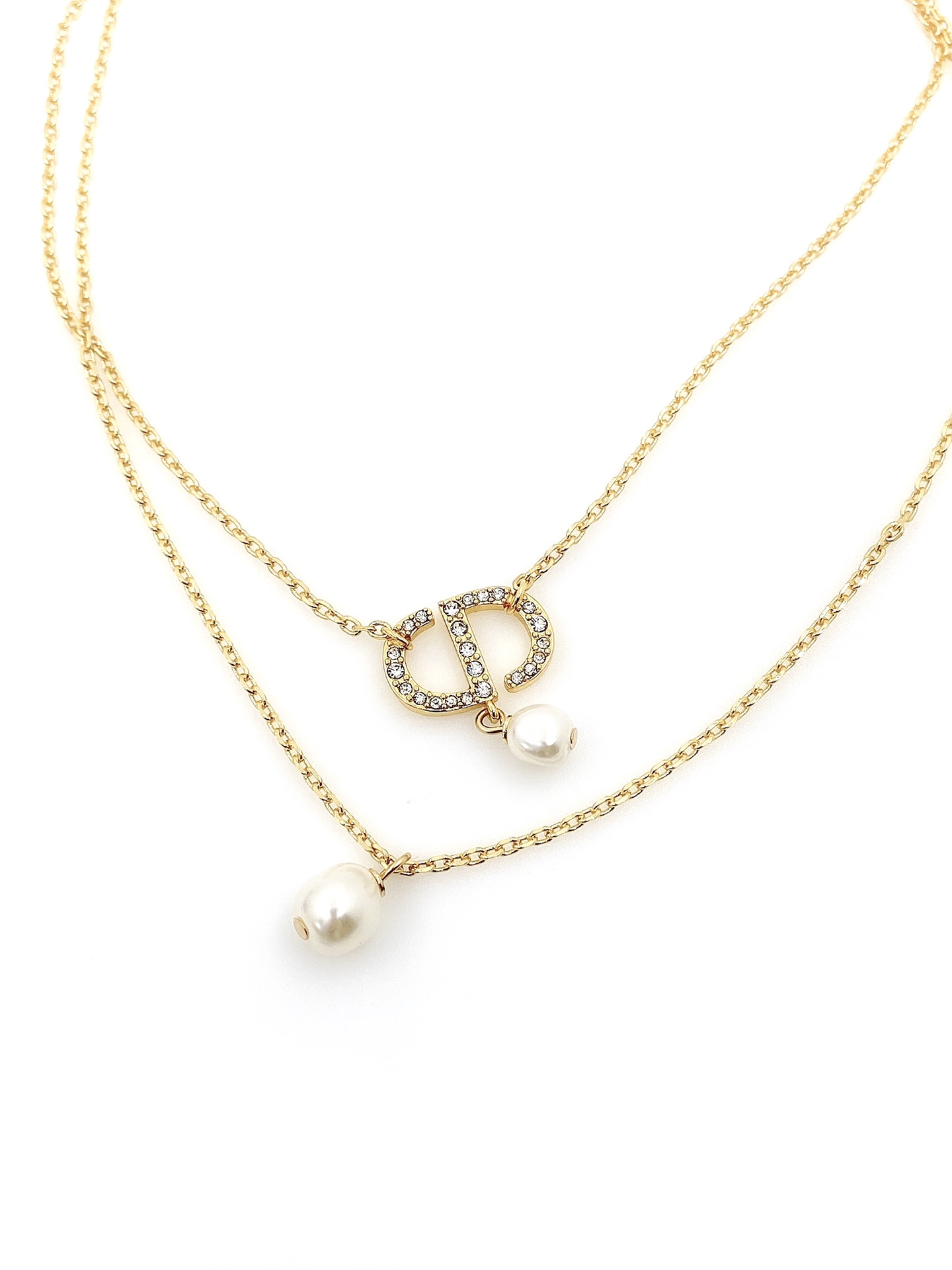 [TOP] D!or Pearl CD Necklace - Gold - Christian Dior