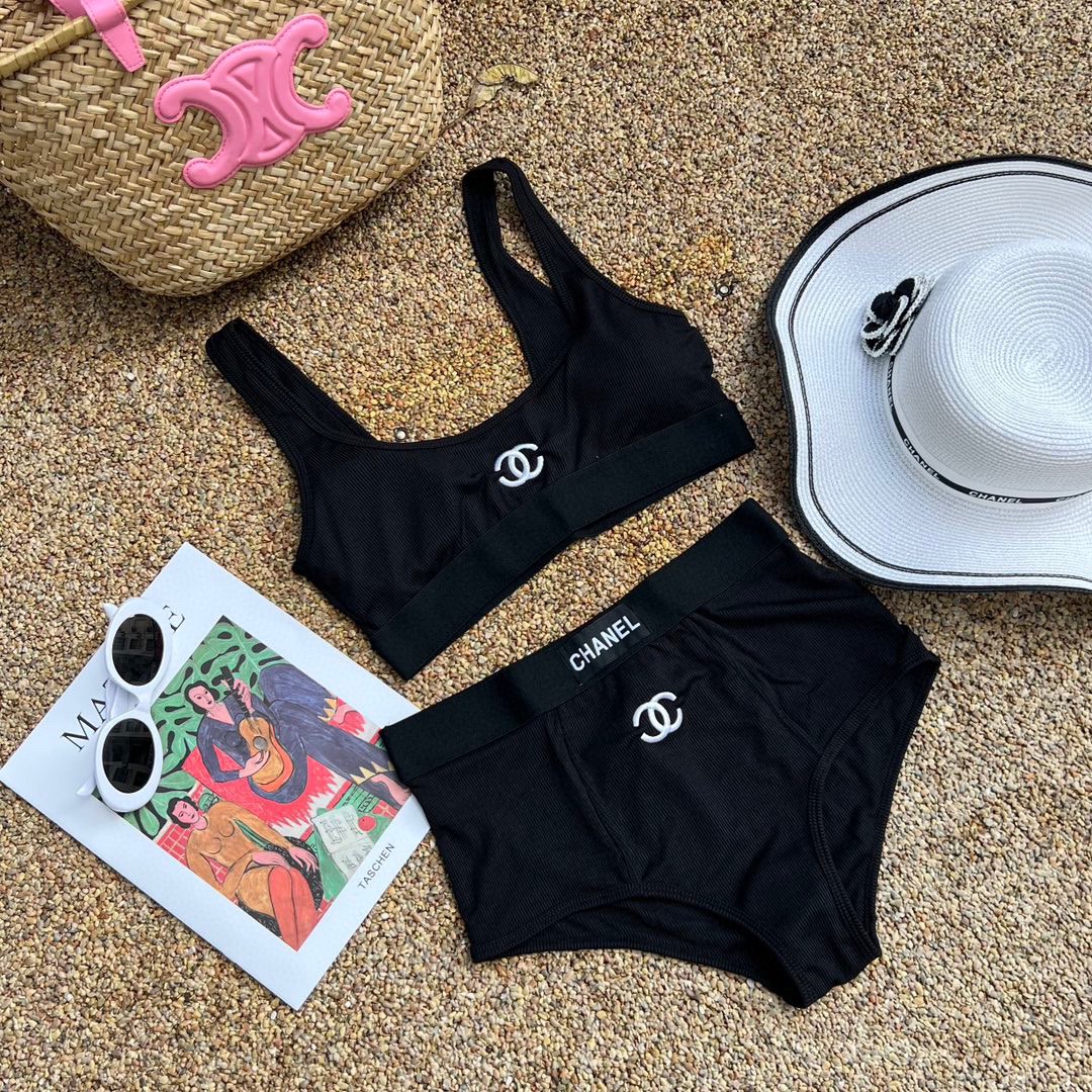 [TOP] CH@NEL Knit Bikini 2pcs - 2 Colors - Chanel