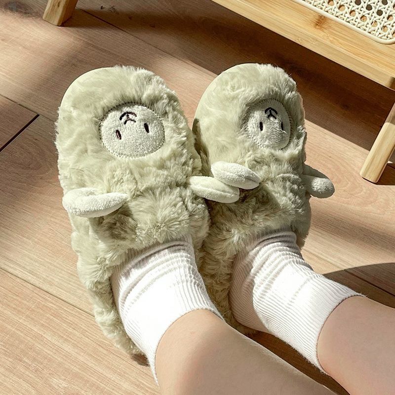 Cotton slippers female cute cartoon girl heart winter indoor home soft bottom plush couple dormitory cotton slippers male winter