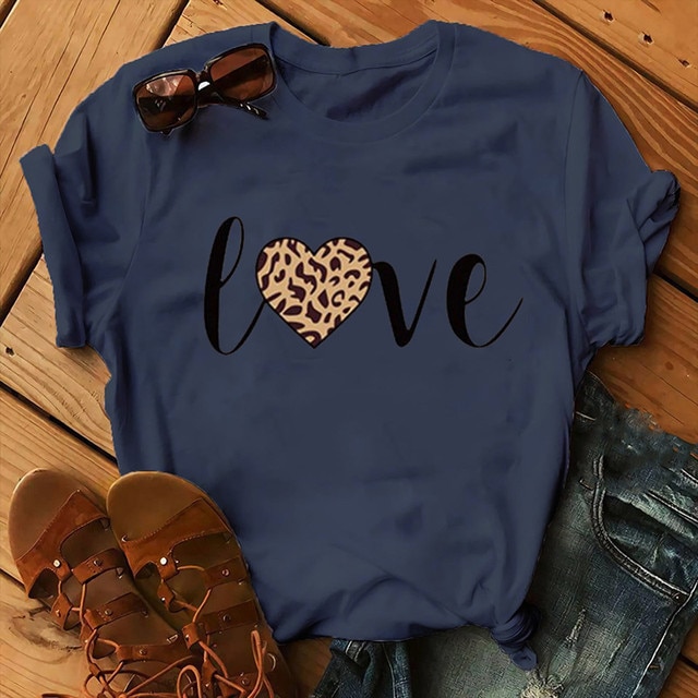Leopard Love Print Women T Shirt