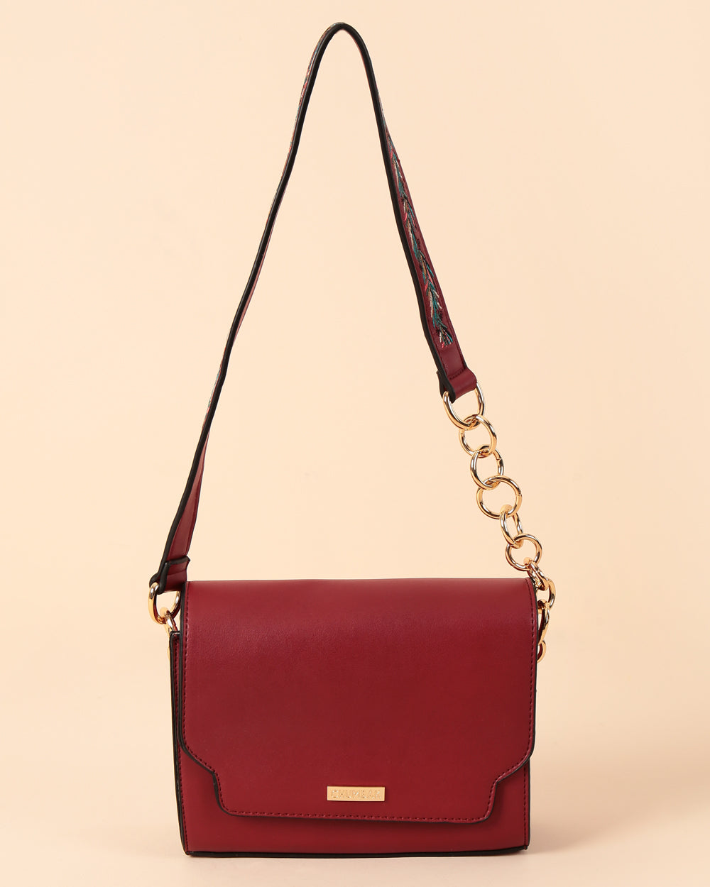 Tropical Vines Crossbody Bag ' Maroon