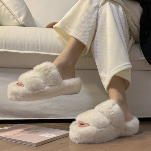 The real shot is not reduced, thick bottom Korean version plus fluffy slippers, female ins tide outside wear fashion net red autumn and winter home use tide