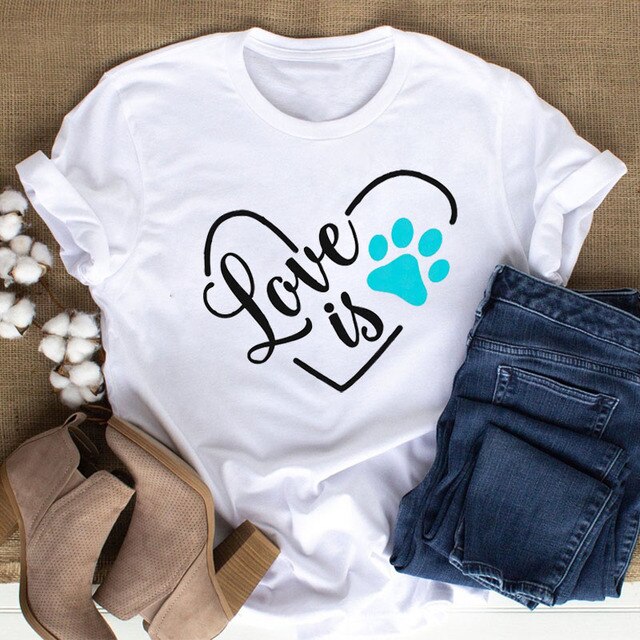 Colorful Cat Paw Print T Shirt Women New Fashion Black T Shirt