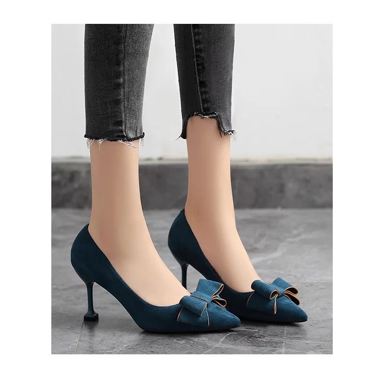 Autumn new style pointed cat heel high heeled shoes little fresh girl spring women’s shoes fashion versatile single shoes