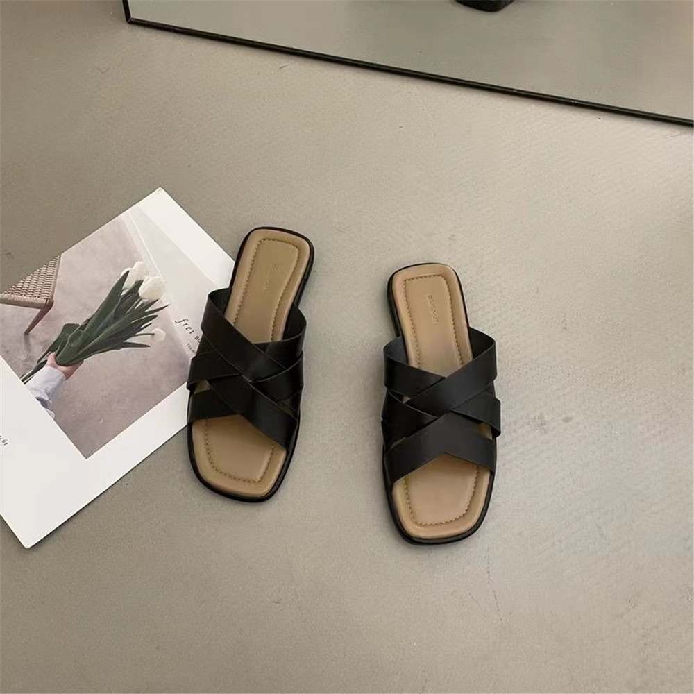 Harajuku personalized low flat heel sandals