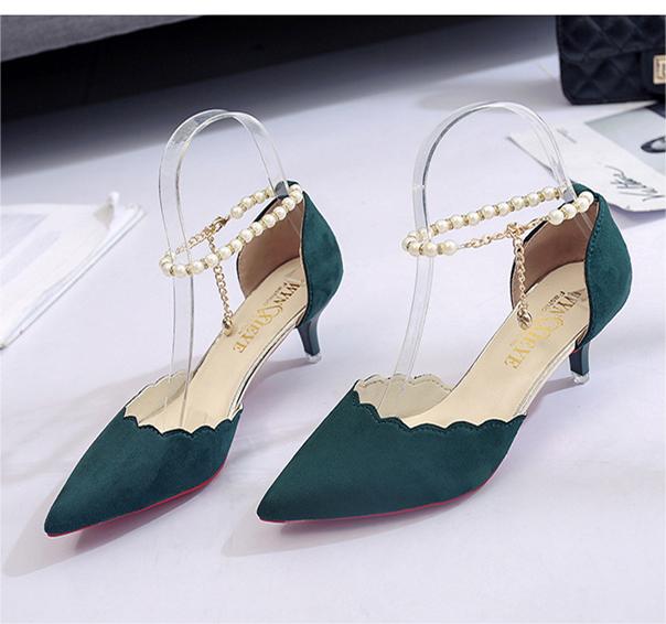 High heels women’s 2020 spring new Korean women’s shoe with black pointed one character buckle single shoe