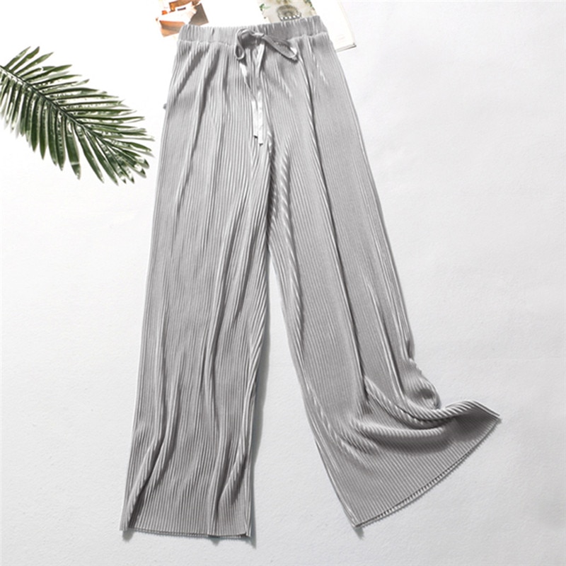 Summer Wide Leg Pants For Women Casual Elastic High Waist