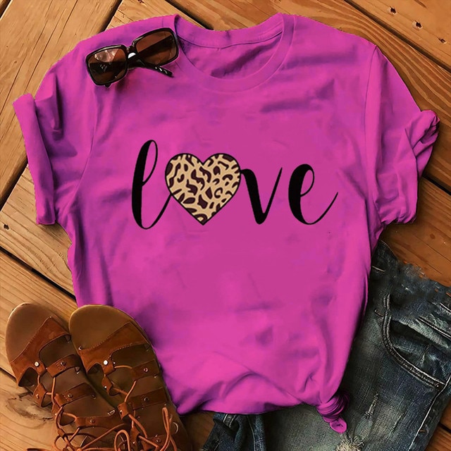 Leopard Love Print Women T Shirt
