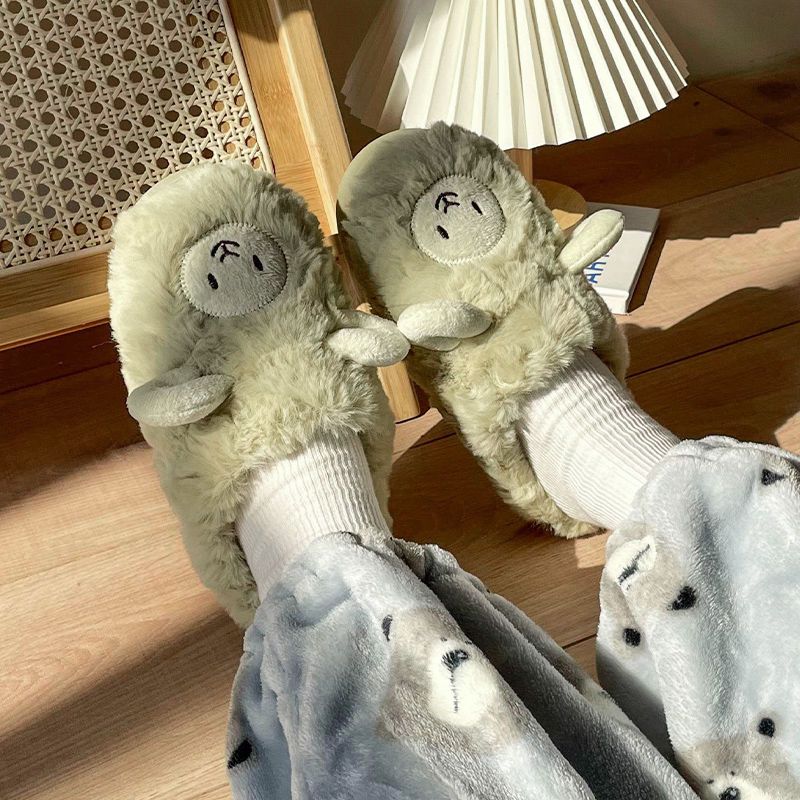 Cotton slippers female cute cartoon girl heart winter indoor home soft bottom plush couple dormitory cotton slippers male winter