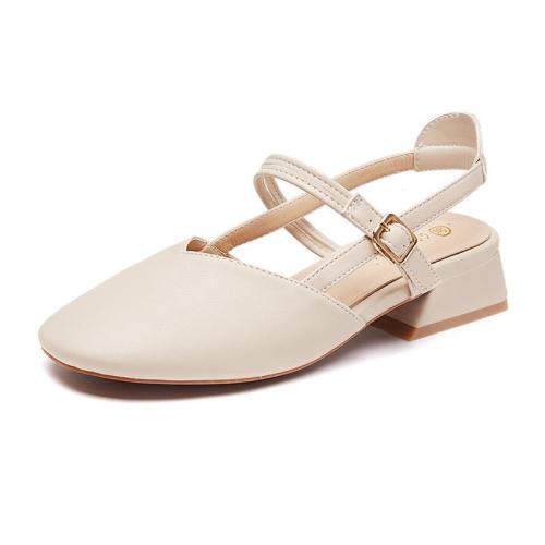 women’s summer middle heel 2020 new Korean version versatile student fairy style retro thick heel single shoes