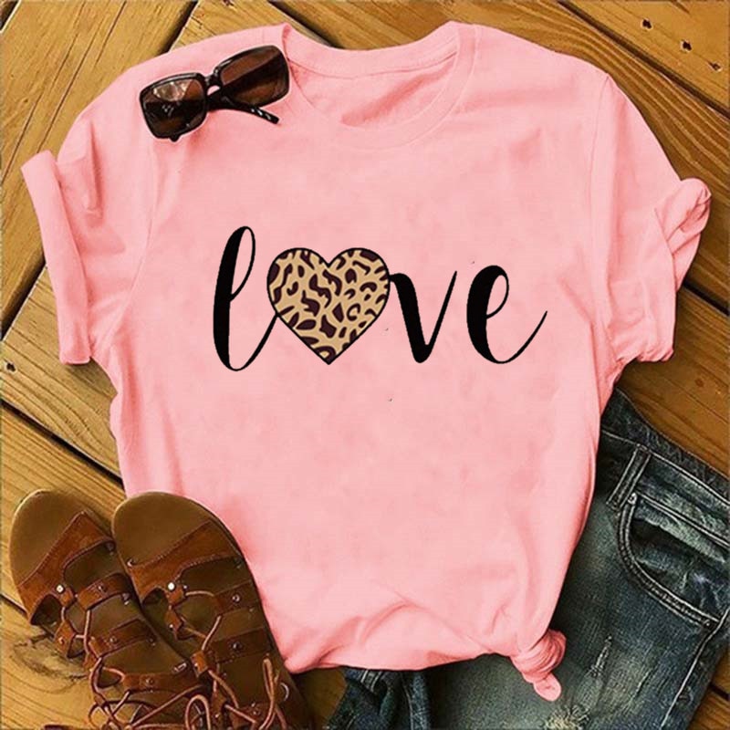 Leopard Love Print Women T Shirt