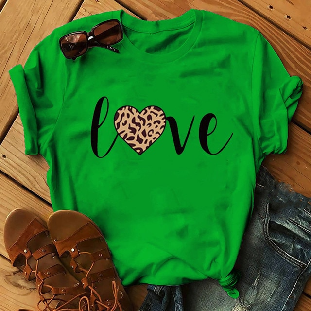 Leopard Love Print Women T Shirt