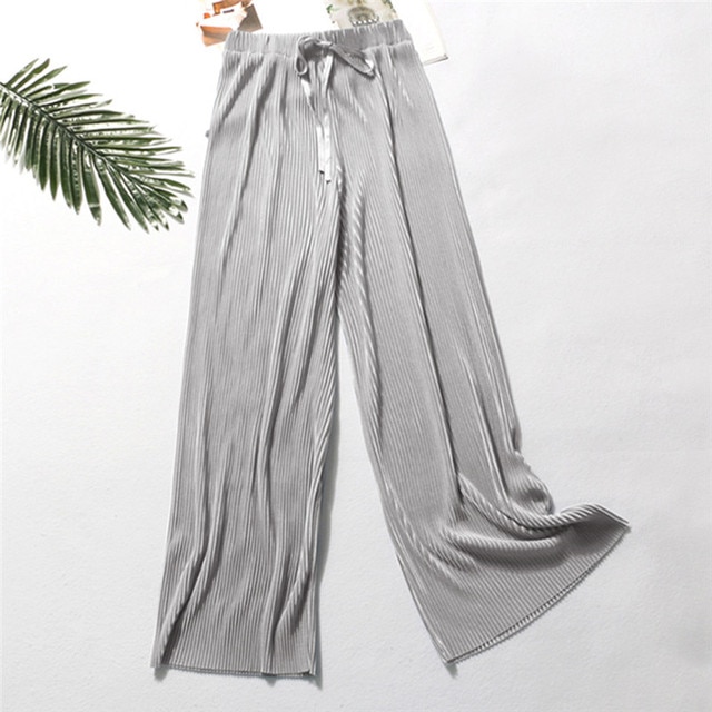 Summer Wide Leg Pants For Women Casual Elastic High Waist