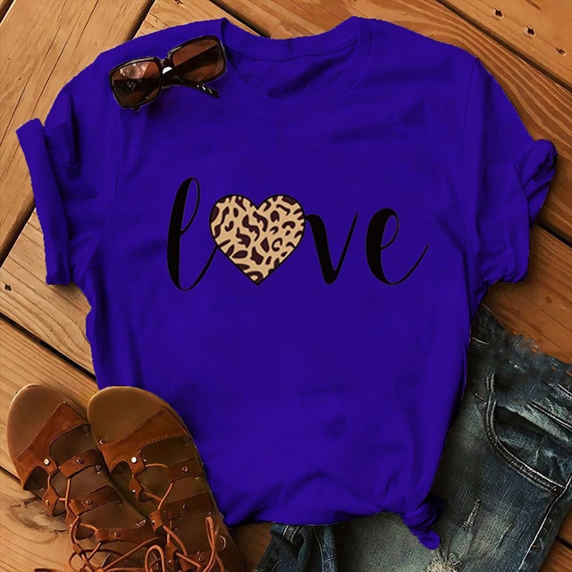 Leopard Love Print Women T Shirt