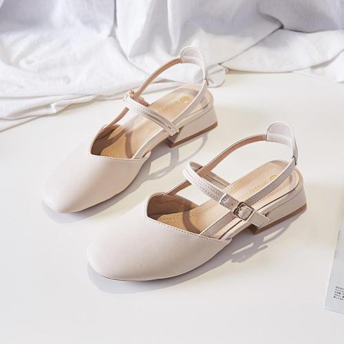 women’s summer middle heel 2020 new Korean version versatile student fairy style retro thick heel single shoes
