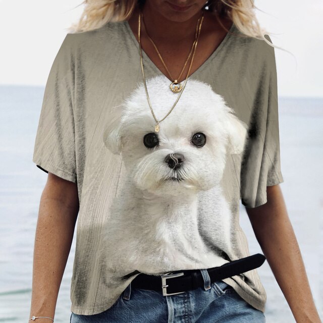 Women V-neck Top Short Sleeve T-shirts