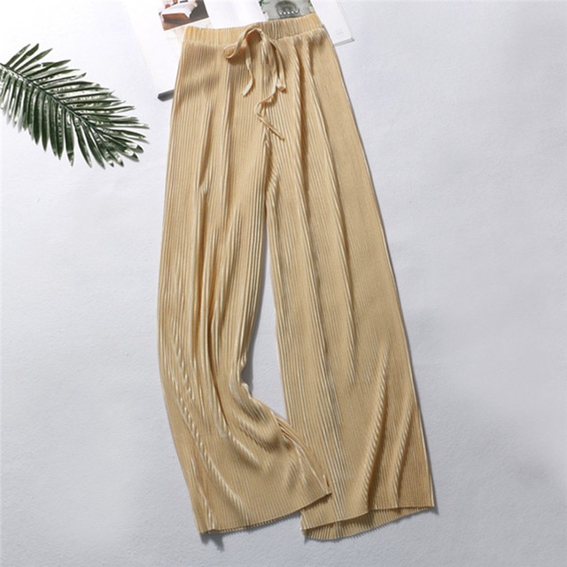 Summer Wide Leg Pants For Women Casual Elastic High Waist