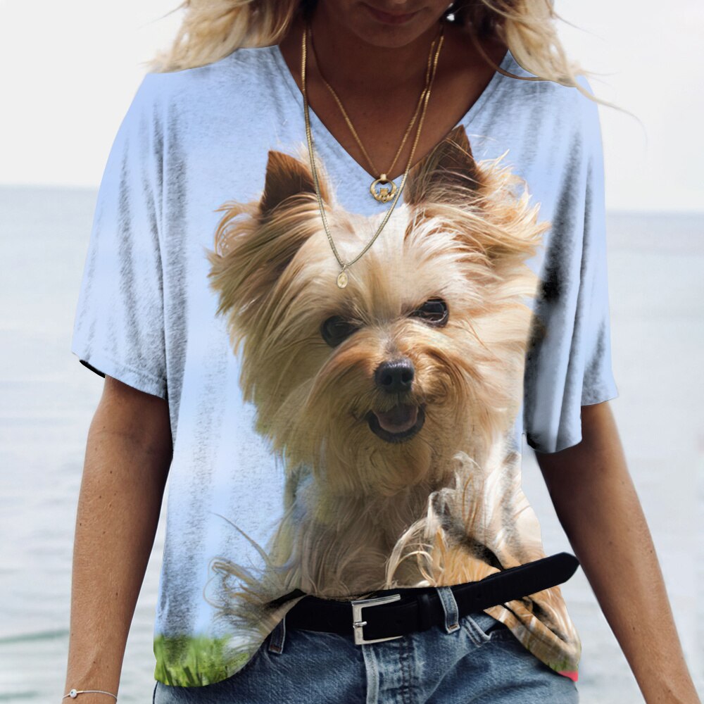 Women V-neck Top Short Sleeve T-shirts