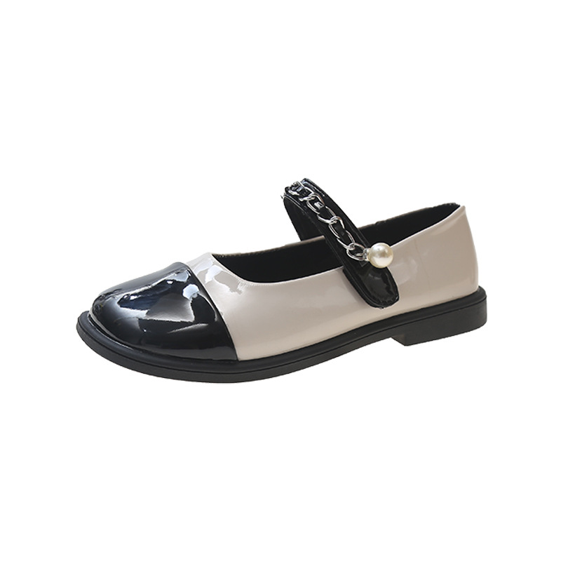 Mary Jane retro shoes spring and autumn British style thick bottom color matching round toe small leather shoes women’s shoes