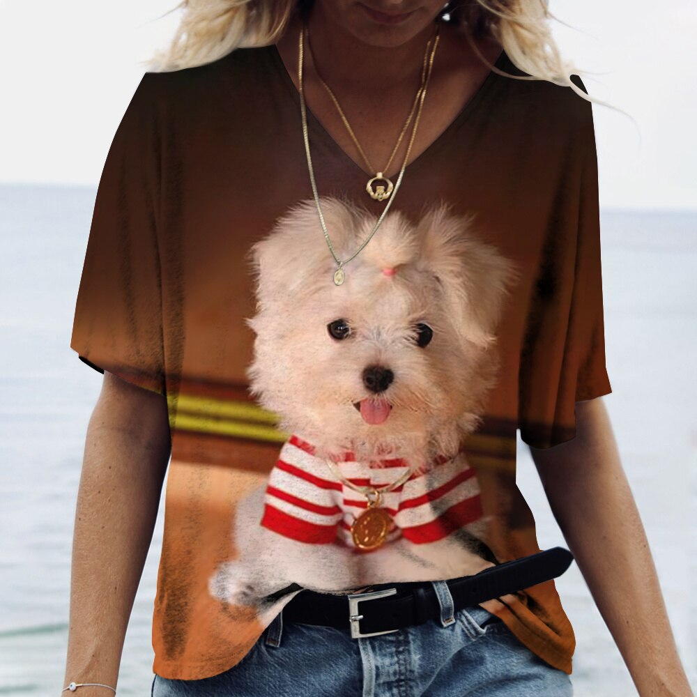 Women V-neck Top Short Sleeve T-shirts