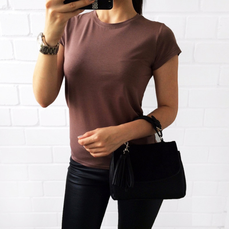 Fashion Short Sleeve Women Gray t-shirt tshirt