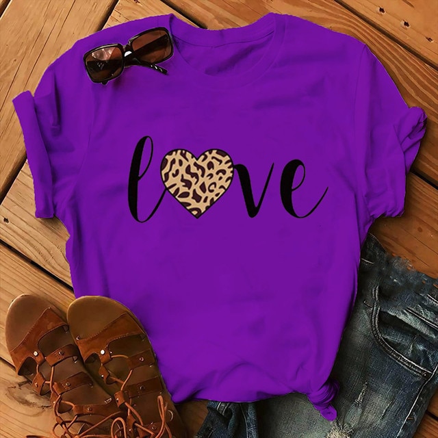 Leopard Love Print Women T Shirt