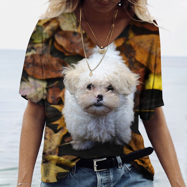 Women V-neck Top Short Sleeve T-shirts