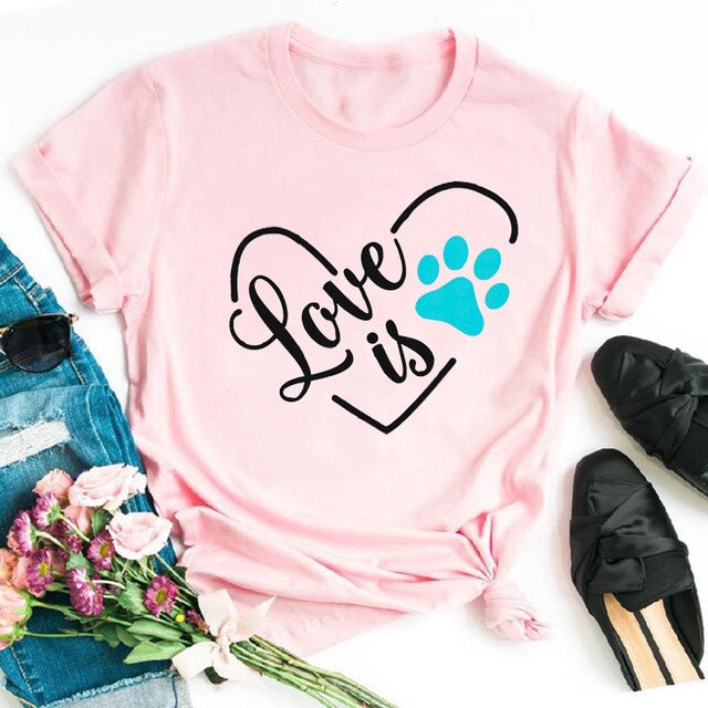 Colorful Cat Paw Print T Shirt Women New Fashion Black T Shirt