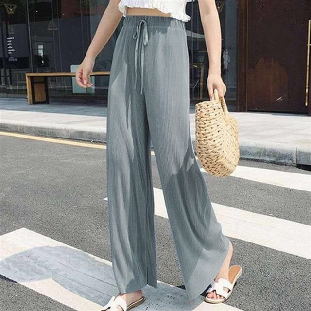 Summer Wide Leg Pants For Women Casual Elastic High Waist