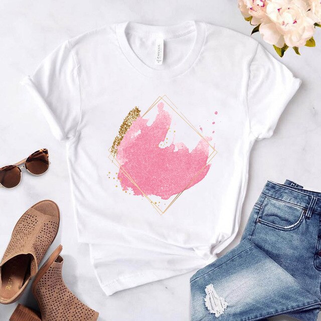 Heart Flower Print Womens T-Shirt