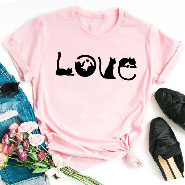 Colorful Cat Paw Print T Shirt Women New Fashion Black T Shirt