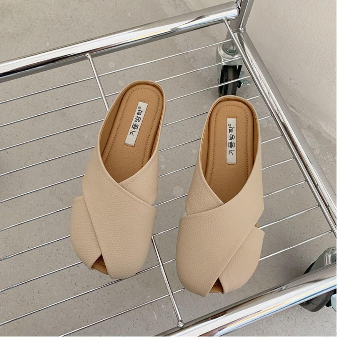 Real soft leather Baotou half slippers women’s outer wear 22 spring, autumn and summer new Muller lazy pregnant women flat small leather shoes half support