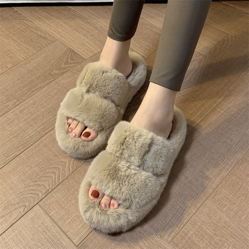 The real shot is not reduced, thick bottom Korean version plus fluffy slippers, female ins tide outside wear fashion net red autumn and winter home use tide