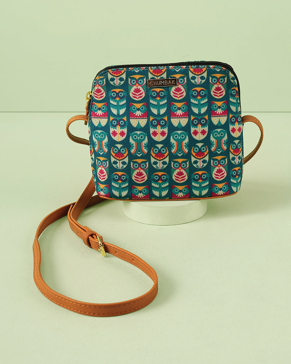 Flower Owl Sling Bag - Teal