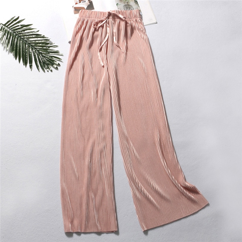 Summer Wide Leg Pants For Women Casual Elastic High Waist