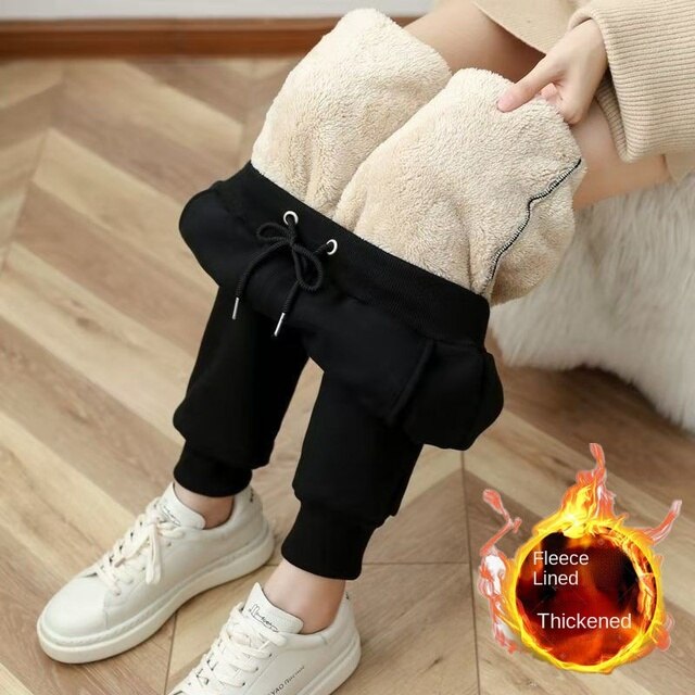 New Winter Plus Pants Women Simple Sweatpants All Match High Waist Trousers