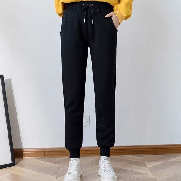 New Winter Plus Pants Women Simple Sweatpants All Match High Waist Trousers