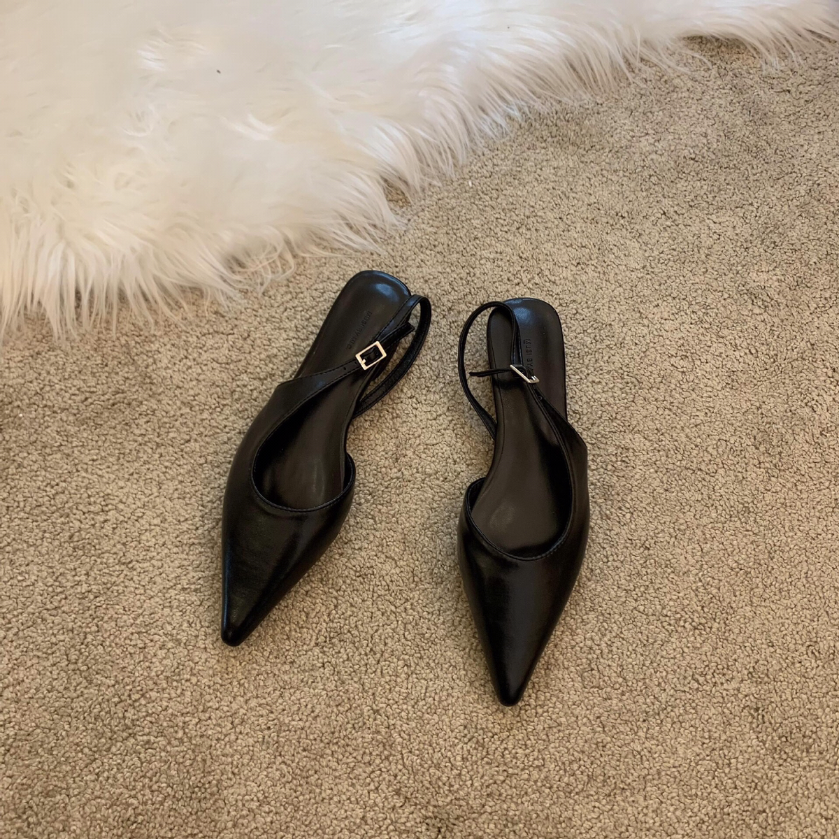 Korean designer pointed thin belt low flat heel sandal